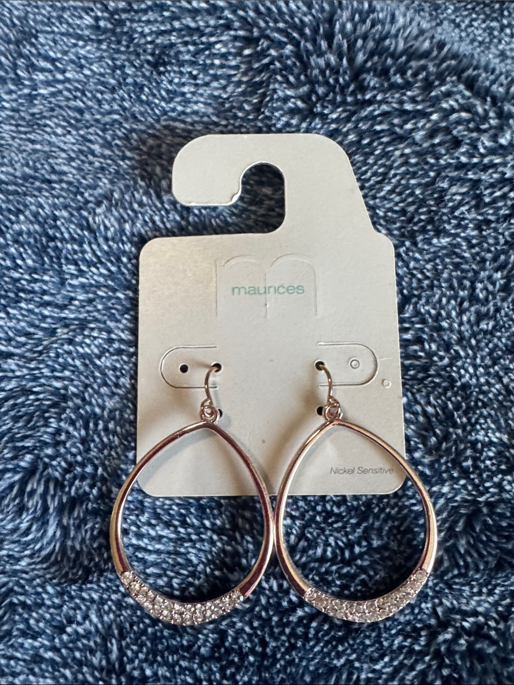 Maurices Rose Gold Teardrop Earrings with Crystal Pavé